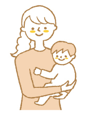 赤ちゃんを抱っこする女性のイラスト