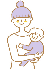 赤ちゃんを抱っこする女性のイラスト