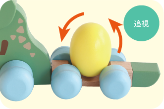 「がおがおくるくる」の恐竜の上に乗った卵がくるくる回る