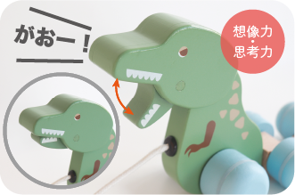 「がおがおくるくる」の恐竜の口を開いている