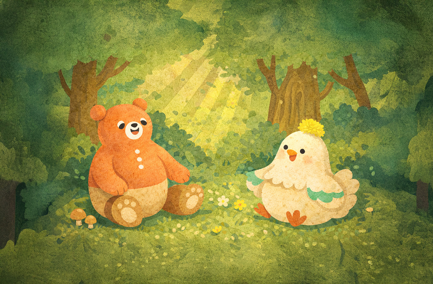 クマとニワトリ