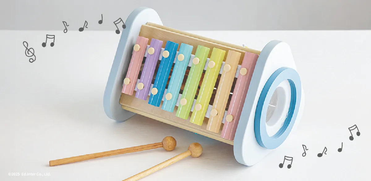 シロフォンやドラムなど5種類の音遊びが1つになった木のおもちゃ│GENI（ジェニ）Twinkle Symphony －ティンクルシンフォニー－