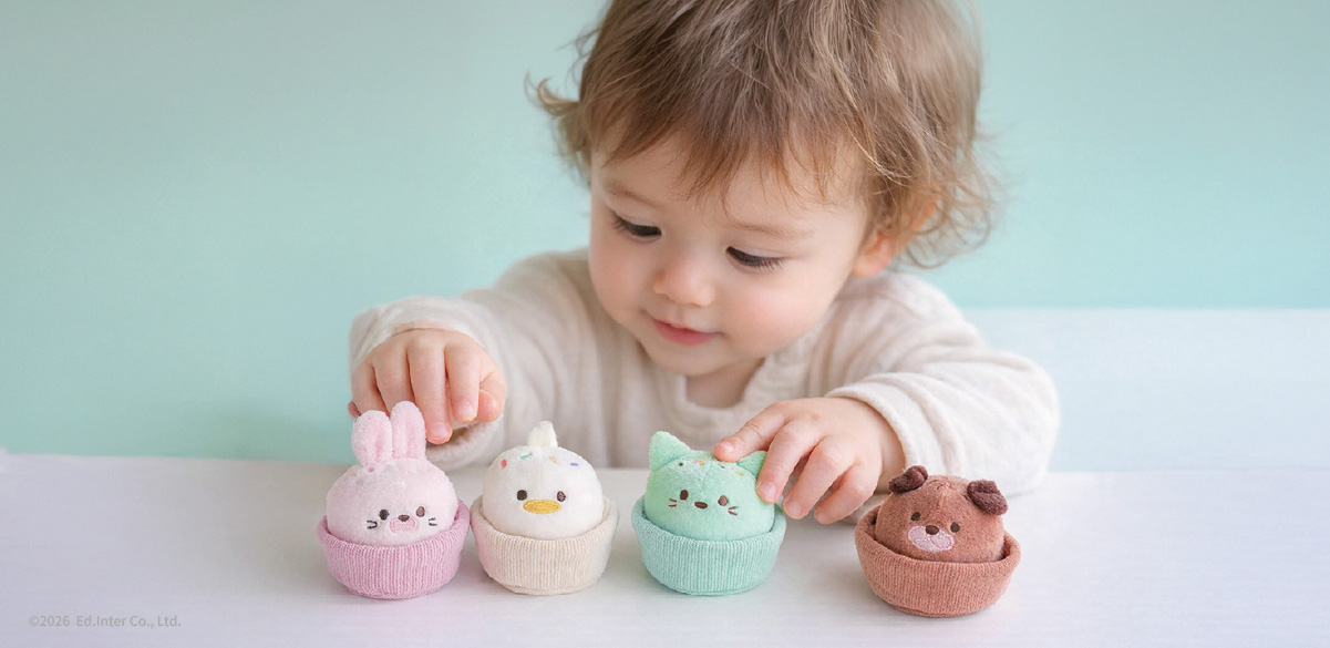 出産祝いにおすすめGENI（ジェニ）布おもちゃ│Ponpon Animal Cupcake-ポンポンアニマルカップケーキ-