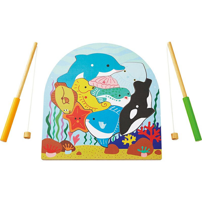 2層パズル フィッシング  幼児教室監修 磁石でキャッチ 木のパズル  16ピース入り