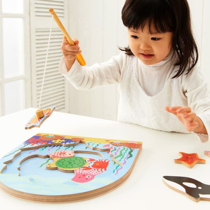 2層パズル フィッシング 知育玩具 木のおもちゃ GENI