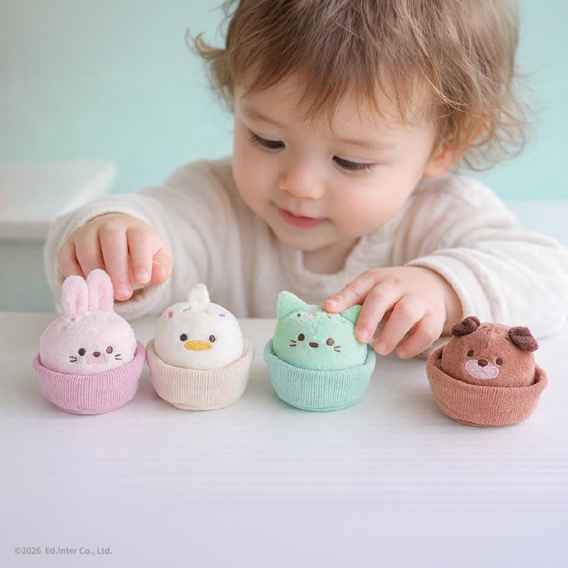 出産祝いにおすすめGENI（ジェニ）布おもちゃ│Ponpon Animal Cupcake-ポンポンアニマルカップケーキ-